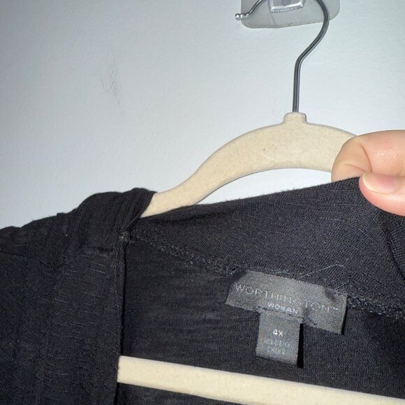 Worthington Woman Black Open Cardigan 4X Lightweight - Picture 3 of 5